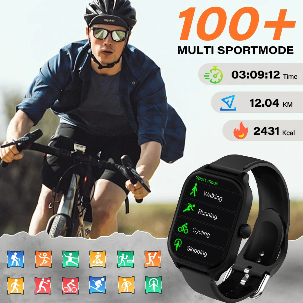 LAXASFIT 2.01 inch smartwatch fitness bracelet bluetooth call health monitoring heart rate smartwatch men android IOS watch