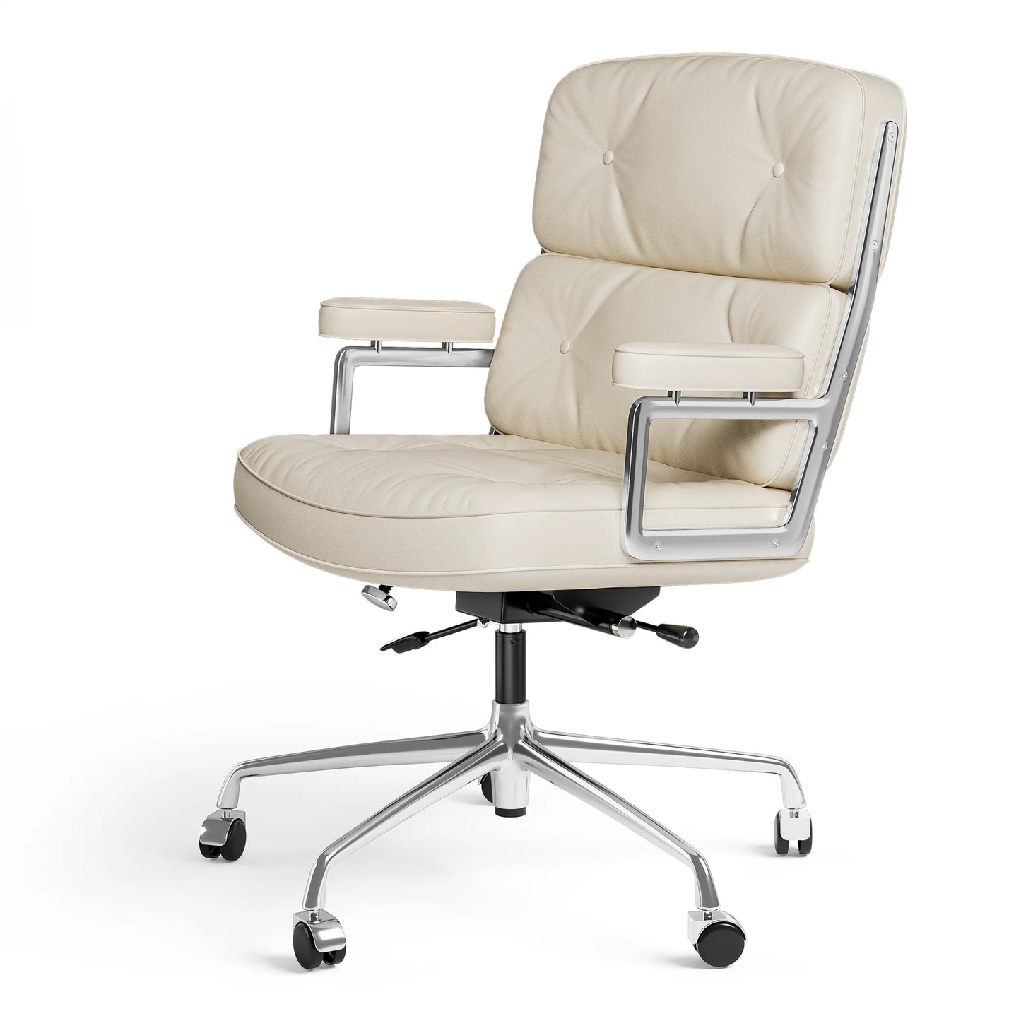 Adjustable Swivel Rolling Office Chairs Soft Pad Genuine Leather Chairs Mid Back Executive Desk Office Chair Computer Chairs