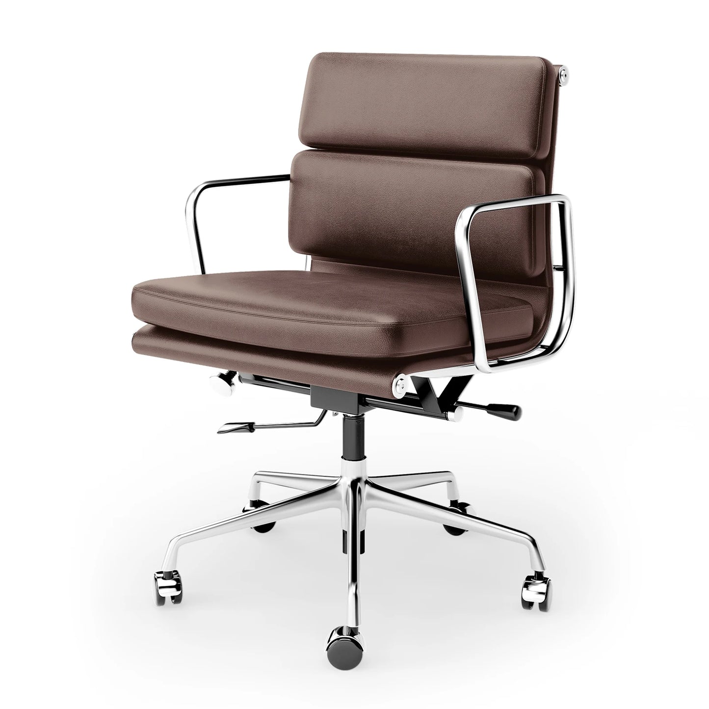 Adjustable Swivel Rolling Office Chairs Soft Pad Genuine Leather Chairs Mid Back Executive Desk Office Chair Computer Chairs