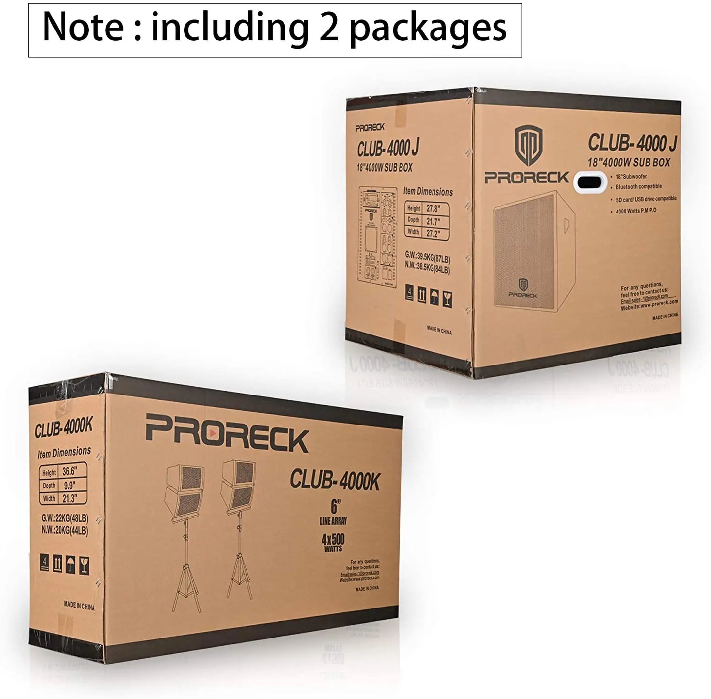 PRORECK Club 4000 18-inch 4000W P.M.P.O Stereo DJ/Powered PA Speaker System Combo Set Line Array Speaker and 18 inch Active Subw