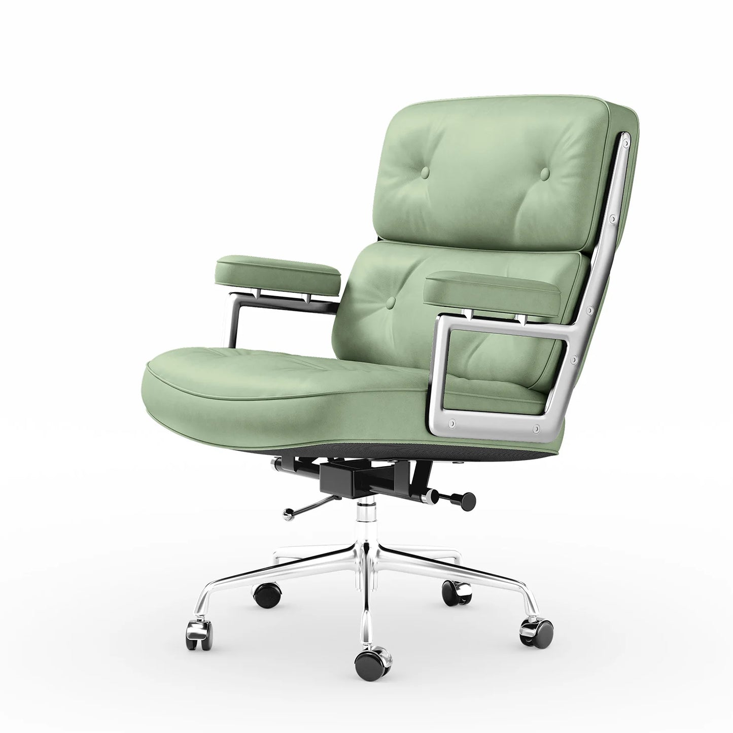 Adjustable Swivel Rolling Office Chairs Soft Pad Genuine Leather Chairs Mid Back Executive Desk Office Chair Computer Chairs