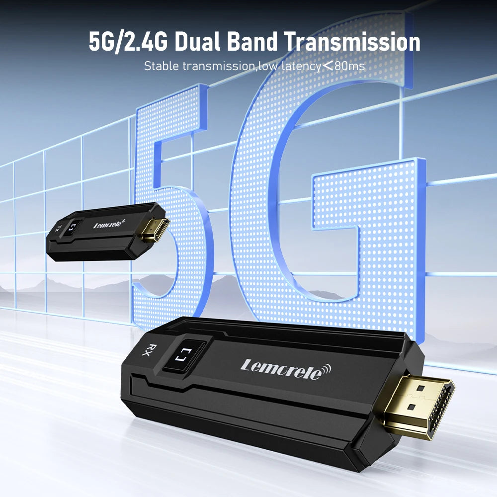 Lemorele P20 50M HDMI Wireless Transmitter And Receiver Multiple to 1 Display For Camera Laptop PC To TV Monitor Projector