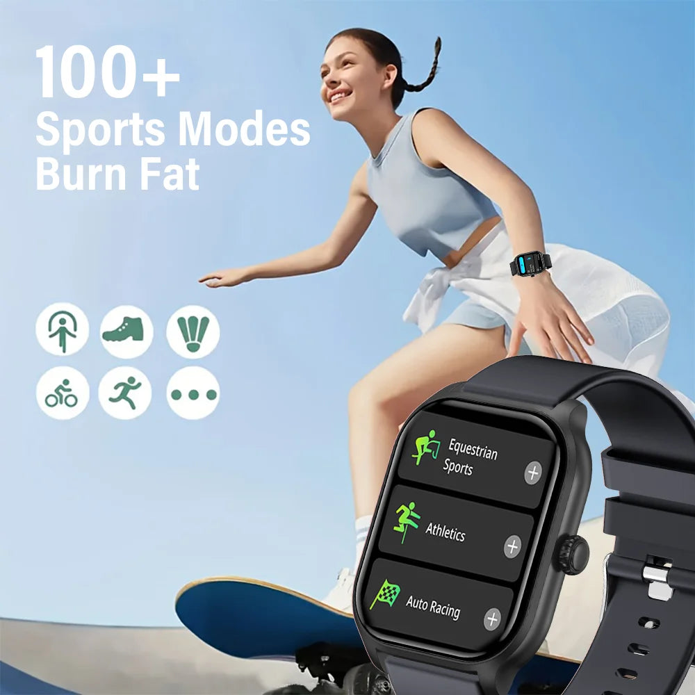 LAXASFIT 2025 New Smart Watch Men's Women's Bluetooth Call Voice Assistant 100+ Sports Functions IP68 Waterproof Smartwatch