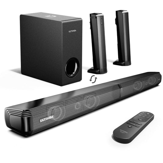 ULTIMEA 4.1CH TV Soundbar with Subwoofer,2-IN 1 Detachable Bluetooth Soundbar, Bass Adjustable,3EQ Modes TV Sound Bar Speakers