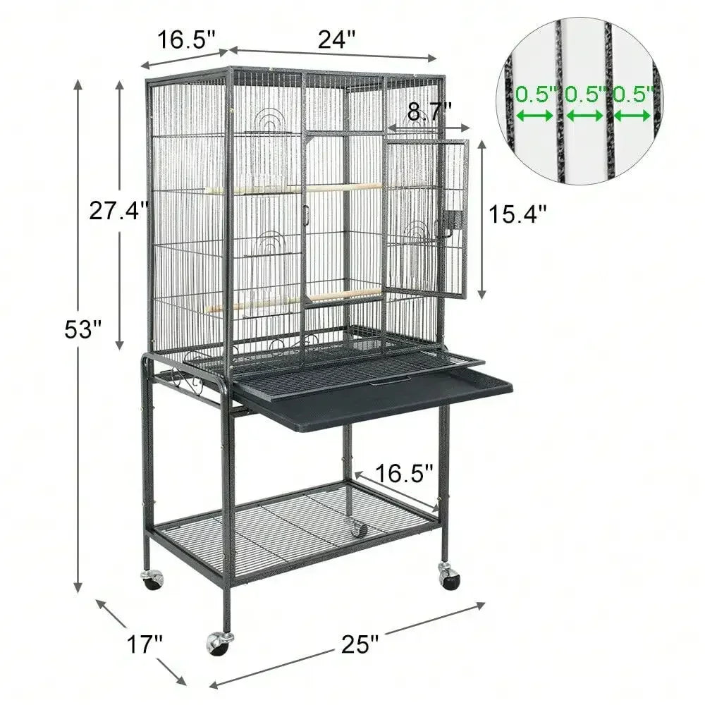 Bird Cage Large Play Top Bird Parrot Finch Cage Macaw Cockatoo Pet Supplies 53"