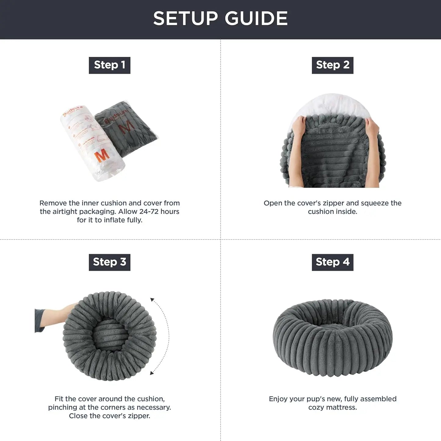 Donut Large Dog Bed 23x23x7 inches with Waterproof Dog Blankets for Medium Dogs 25'x35', Cream