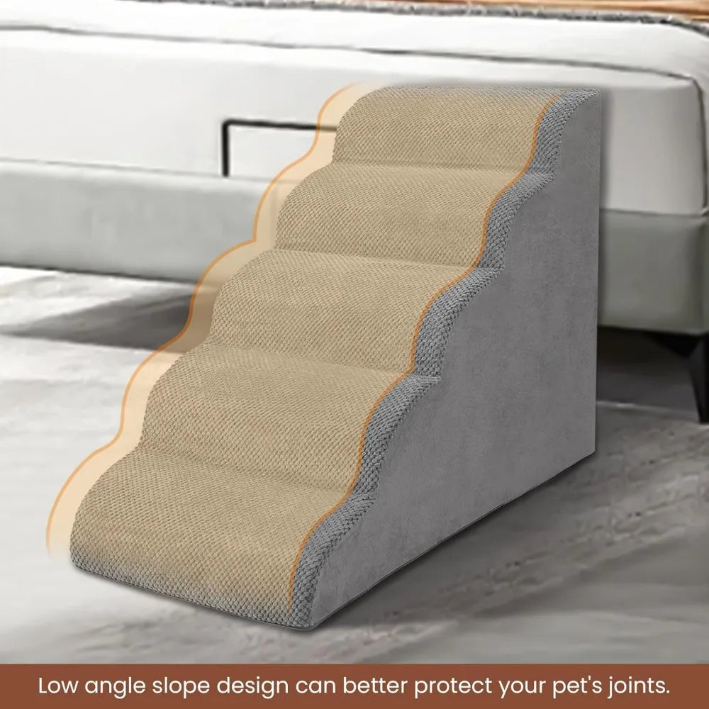 Dog Stairs for Small Dogs, High Density Foam Dog Steps, Extra Wide Non-Slip Pet Ramp for High Beds Or Couch, Soft Doggie Ladder