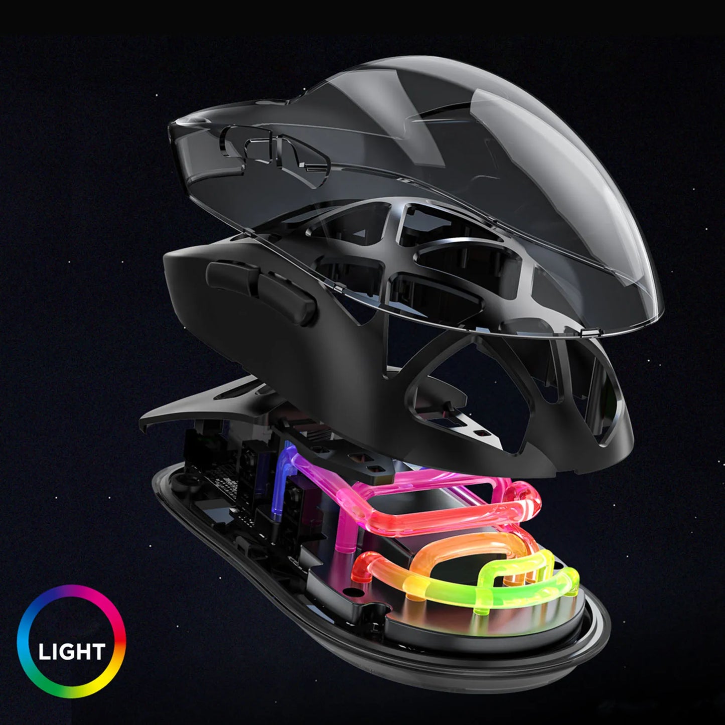 Wireless Gaming Mouse Rechargeable Bluetooth Mouse 4800DPI Comfortable Touch Hollow Shell Lightweight for PC for Wins 7 8 10