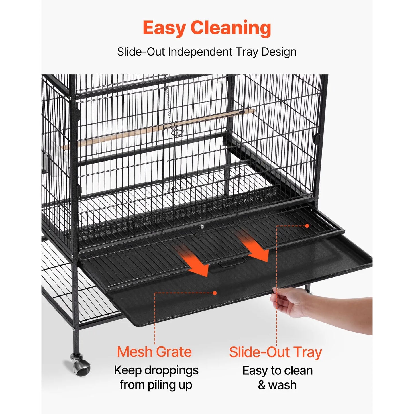 Bird Cage for Flight with Wrought Iron Design, 36.6 x 22.8 x 59.5 Inches