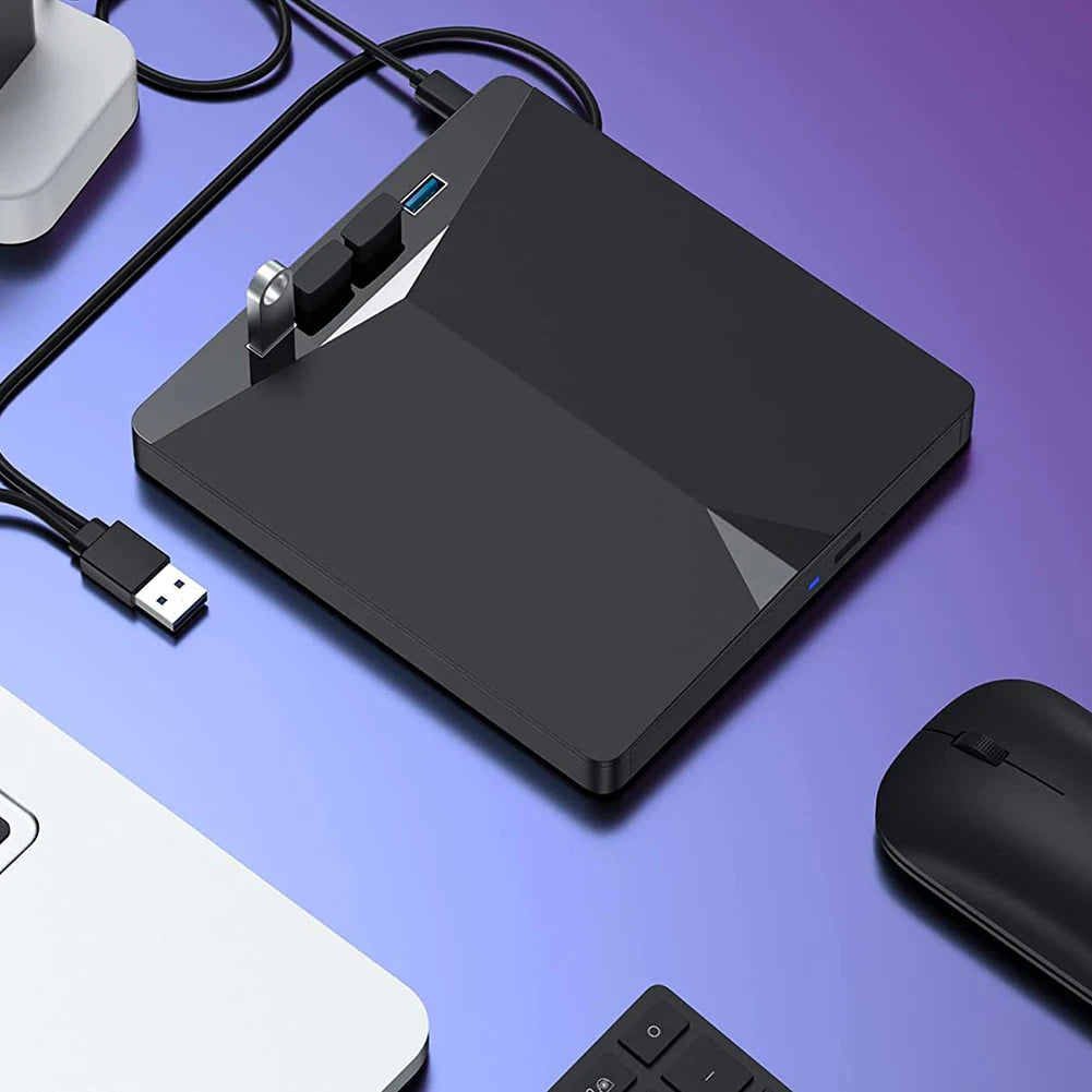 7 In 1 USB3.0 Type-C External Mobile Drive CD DVD Burner Plug-and-Play Slim for Windows 11/10/8/7/Linux/ OS