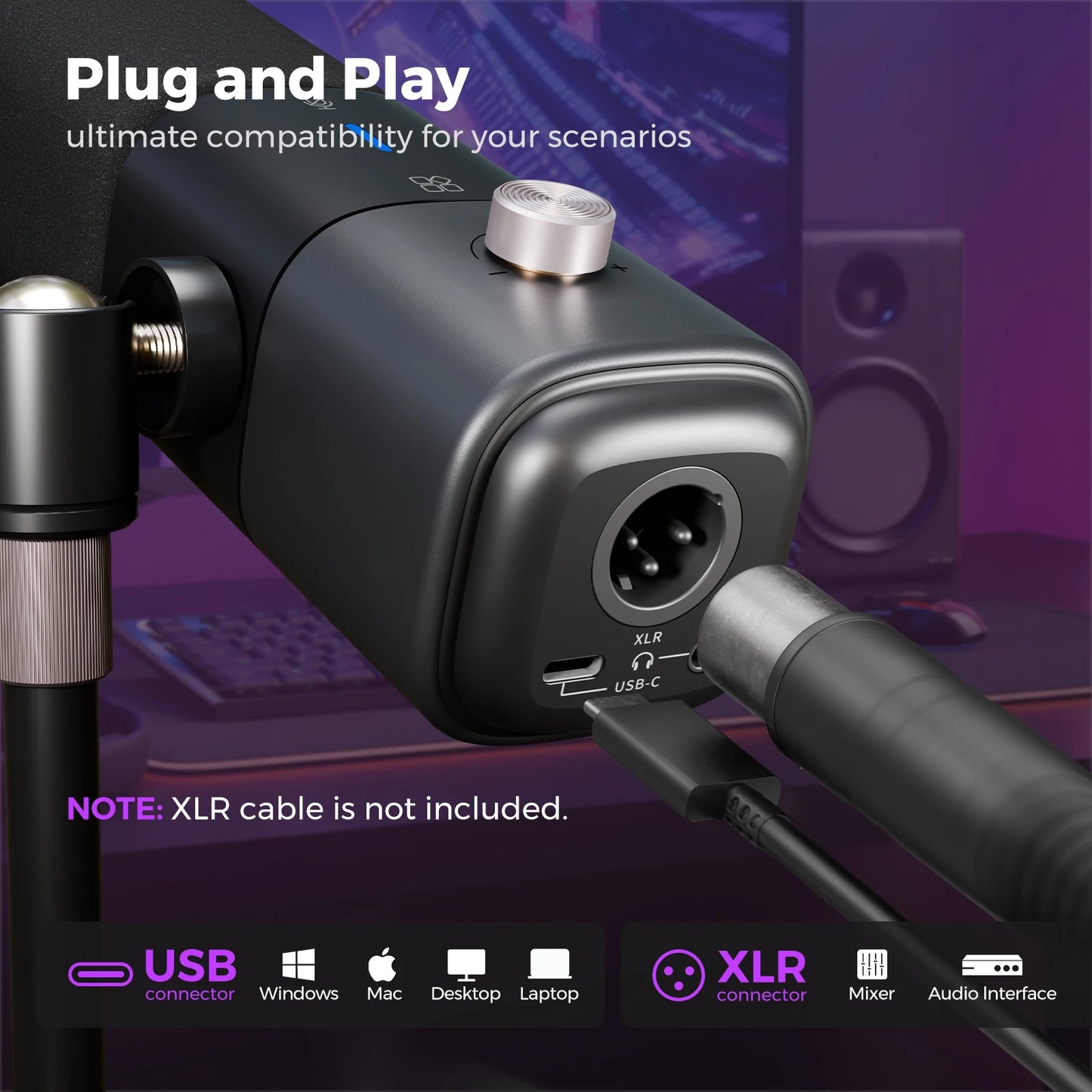 NearStream Desktop Microphone Condenser USB XLR US Local Shipping Plug-and-Play Professional Mic pc for Gaming Streaming