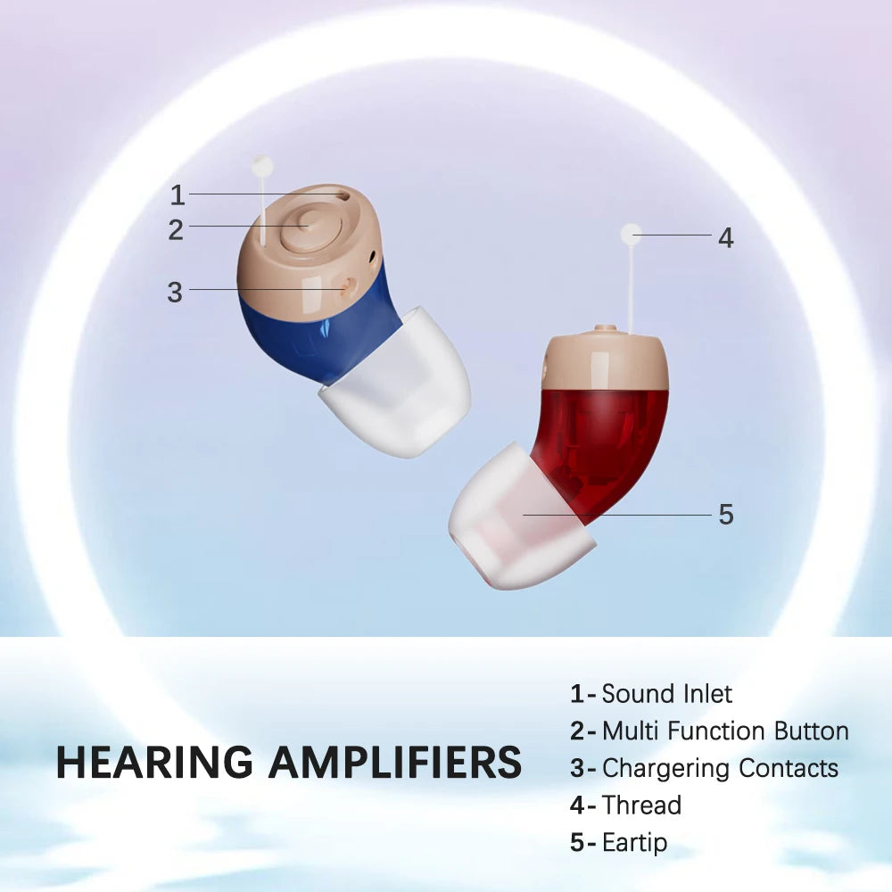 1 Pair Mini Hearing Aids Rechargable In Ear Hearing Amplifier Sound Enhancer Fashion Design