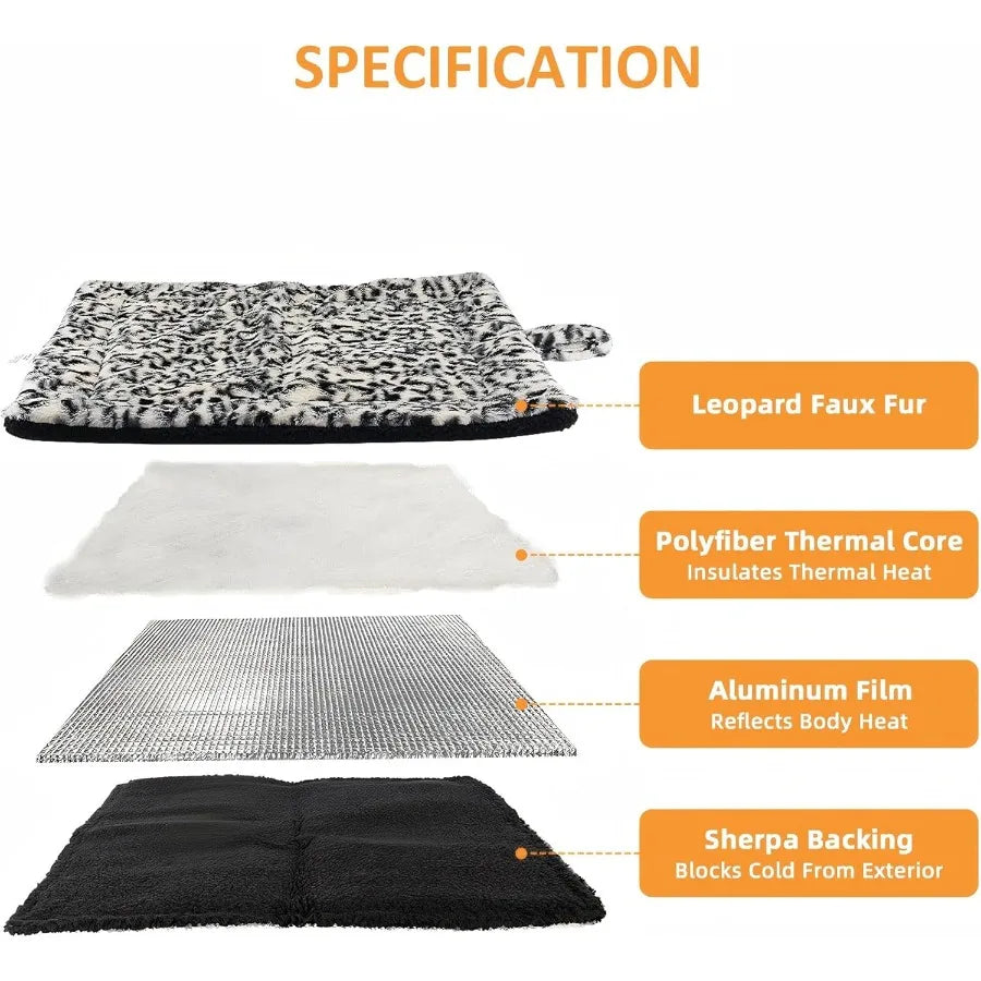 Self Warming Cat Bed Pad Thermal Non Electric Heating Mat for Cats and Small Dogs Washable Self Heating Pet Blanket with No Sli