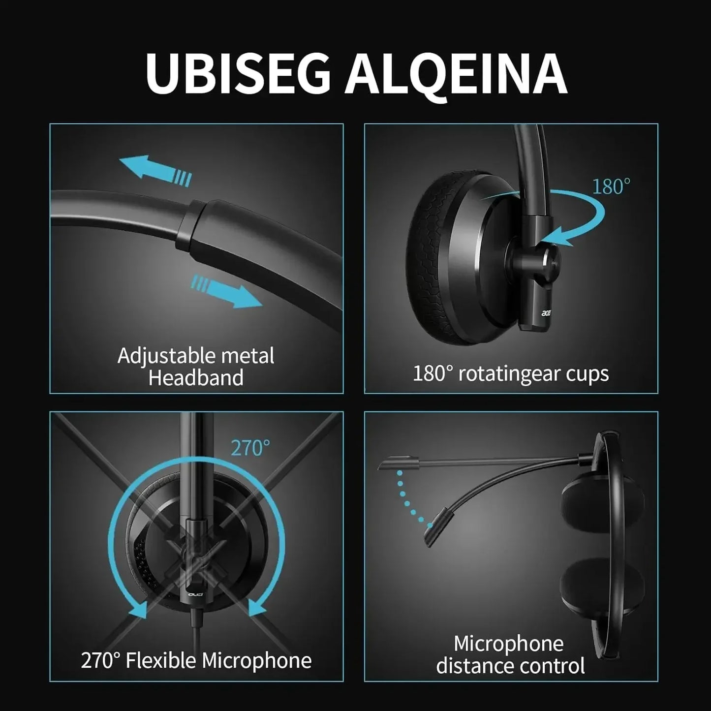 Headset with MIC for PC Wired Headset with Mic for Office Remote Work Call Center Comfortable Design for Long Wear