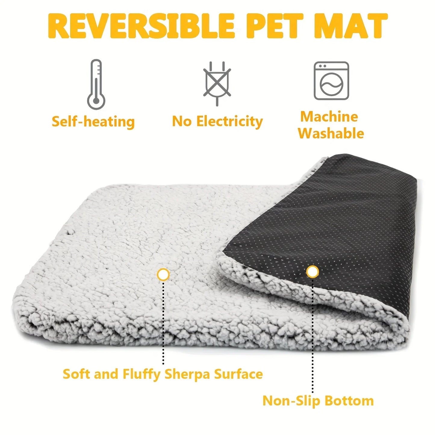 Pet Self-Heating Blanket Pad Natural Body Heat Reflective Mat Washable for Small Medium Pets Winter Warm Home Travel Warm Cushio