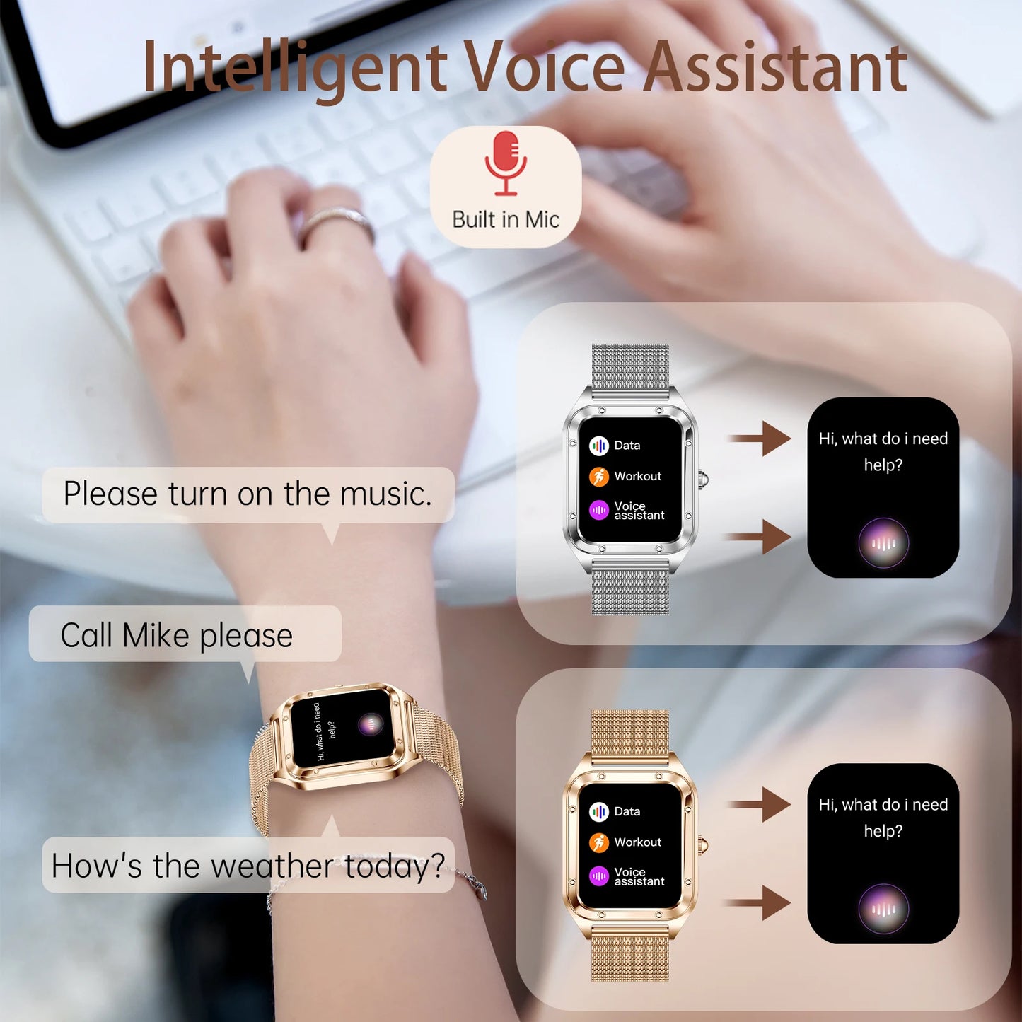 Women Smart Watch(Answer/Make Call)for iPhone/Android, Fitness Tracker/100+Sports Modes/200+Watch Faces/1.59" Screen, Ideal Gift