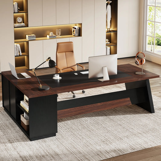 Tribesigns 78" L-Shaped Executive Desk, Large Office Desk with Drawers and Lateral File Cabinet, Business Furniture with Storage