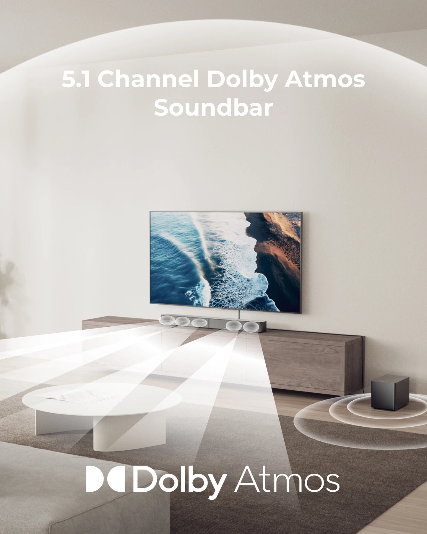 ULTIMEA 5.1CH Sound Bar with Subwoofer, Dolby Atmos, VoiceMX, BassMX, APP, 340W Soundbar for Smart TV, Home Theater Sound System