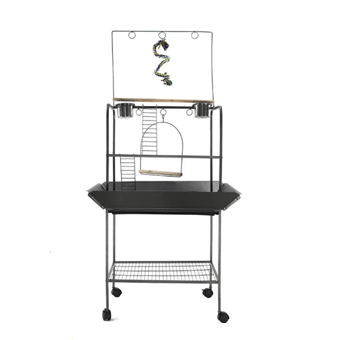 Bird Cage with Wheels, Durable Wrought Iron Parakeet Cage with Slide Out Tray, 62 In Black Bird Cages for Parakeets Lovebird Bud