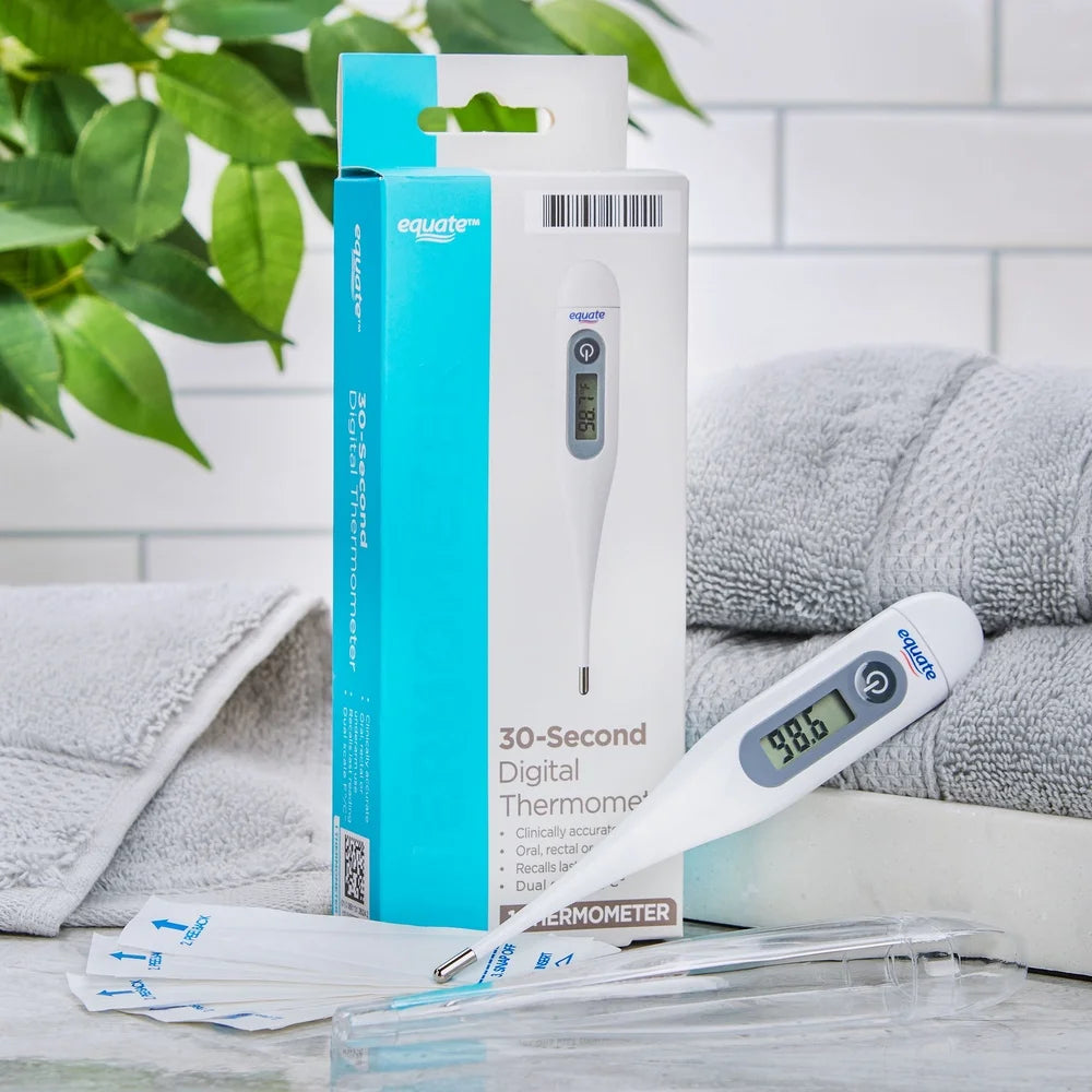 30-Second Digital Thermometer Oral Rectal Underarm Use Accurate Temperature Reading Battery Operated Last Reading Memory