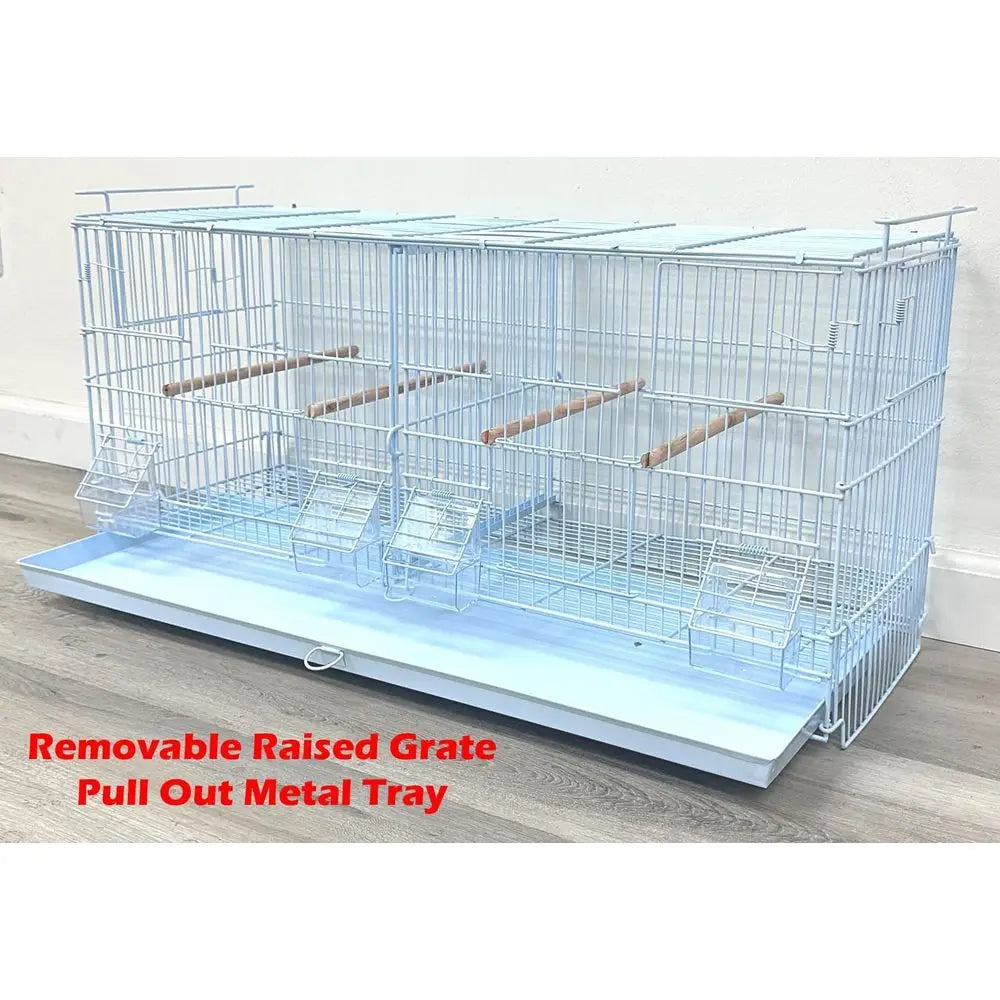 Large Stackable Breeder Bird Cage with Removable Center Divider and Breeding Nest Box with Removable Rolling Stand