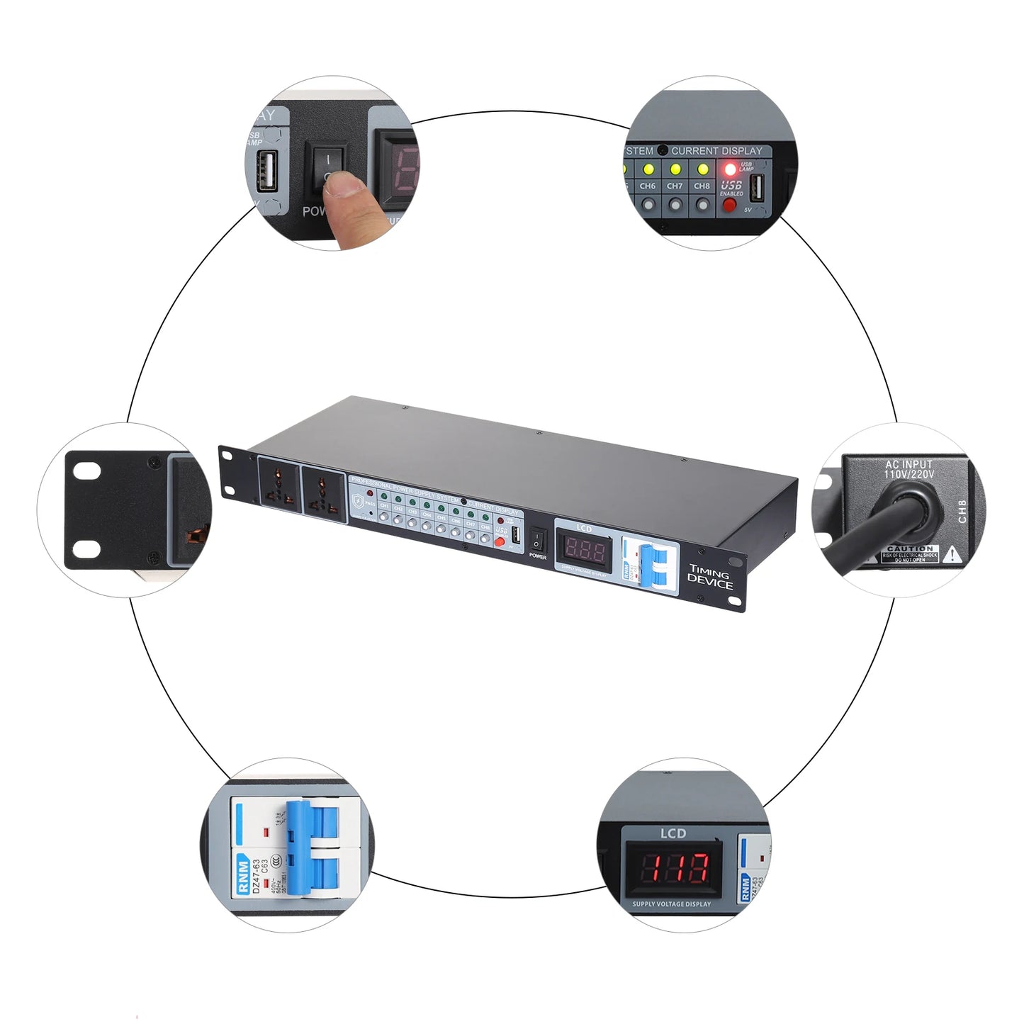 6000W Audio Power Conditioner Professional for Movie Theaters, Weddings, Outdoor Performances, Bars, Home Theaters, KTVs, etc
