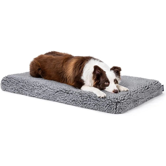 stoutwool 4" indestructible dog bed - orthopedic chew proof dog crate pad - fluffy kennel mat for aggressive chewers - ideal for