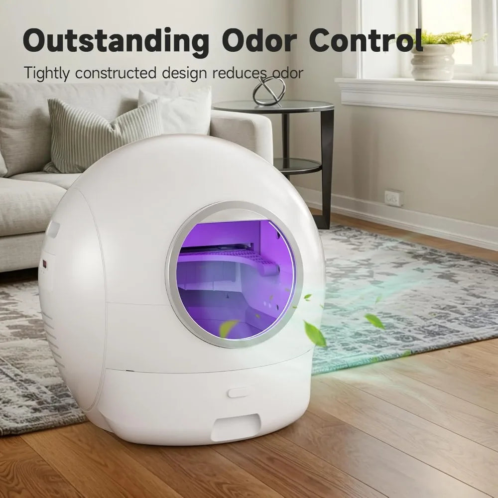 PET S2 Automatic Cat Litter Box Self Cleaning for Multi Cats, APP Control Smart Litter, Pearl White