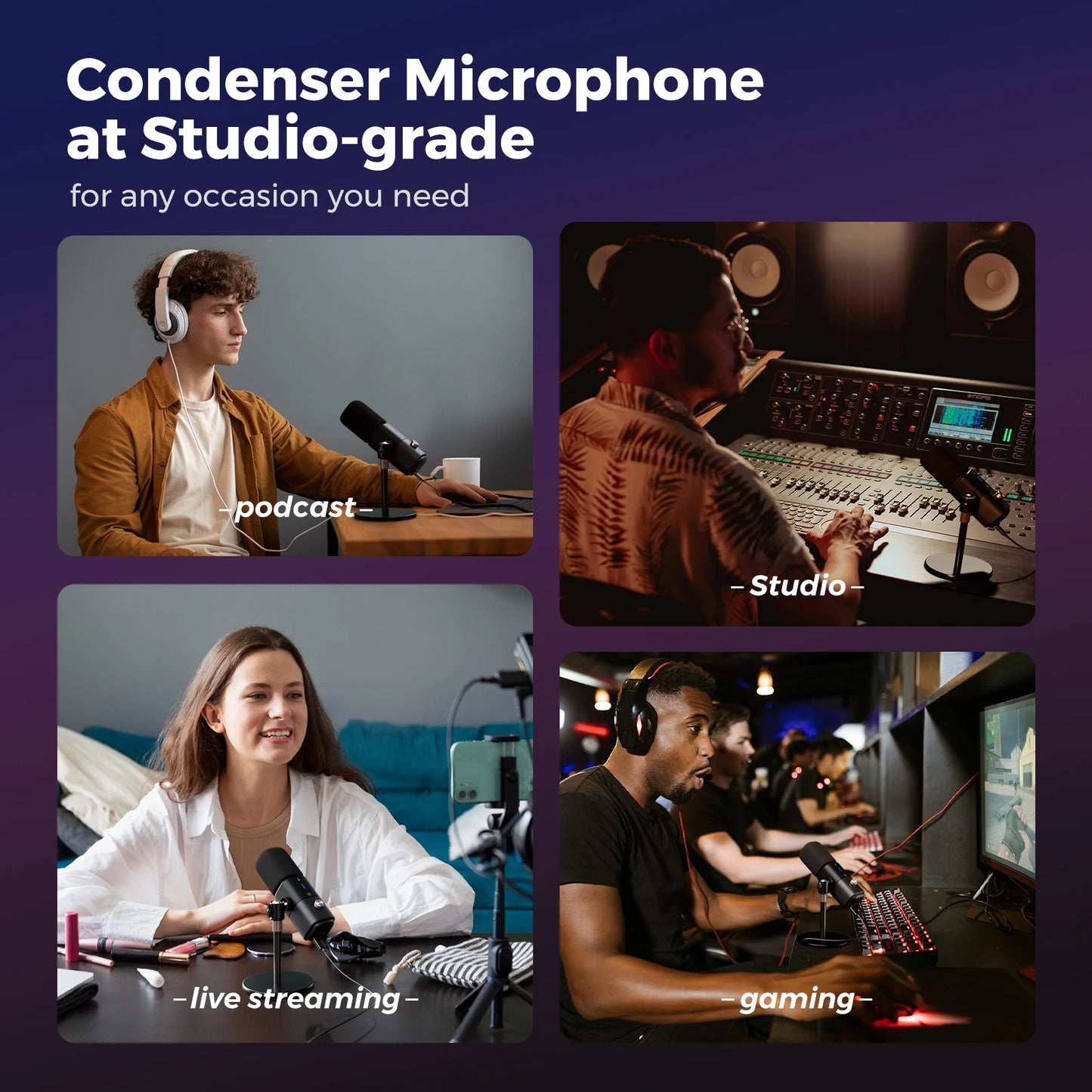 NearStream Desktop Microphone Condenser USB XLR US Local Shipping Plug-and-Play Professional Mic pc for Gaming Streaming