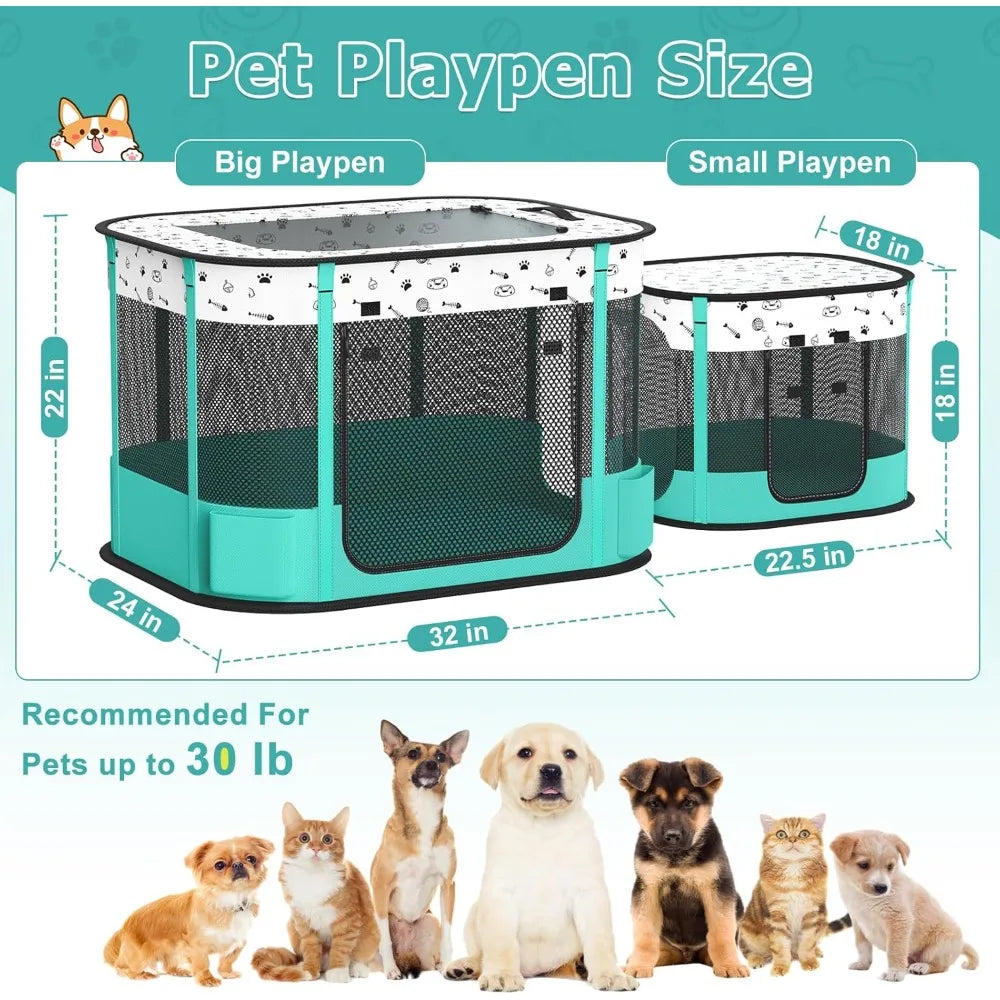 Portable Cat Playpen, Foldable Pet Dog Playpen, for Kitten Puppy Play Pen Indoor/Outdoor, Cats Enclosure Cages Tent with Carryin