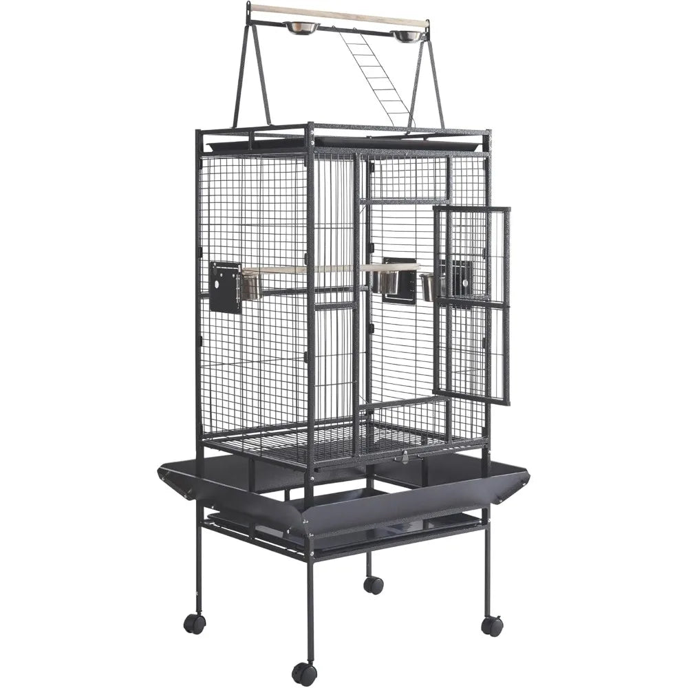 Large Bird Cages Parrot Cage Wide Flight Metal Animal Cage for Budgie Parakeet Conure with Rolling Stand Wheels (69 inch Height