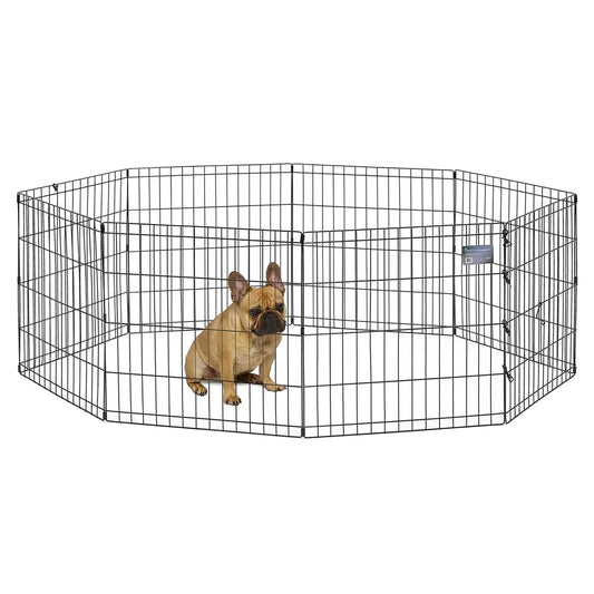 Foldable Metal Dog Playpen Indoor Outdoor Exercise Pen 24 Inch High Portable Adjustable Expandable Easy Setup 16 Square Feet