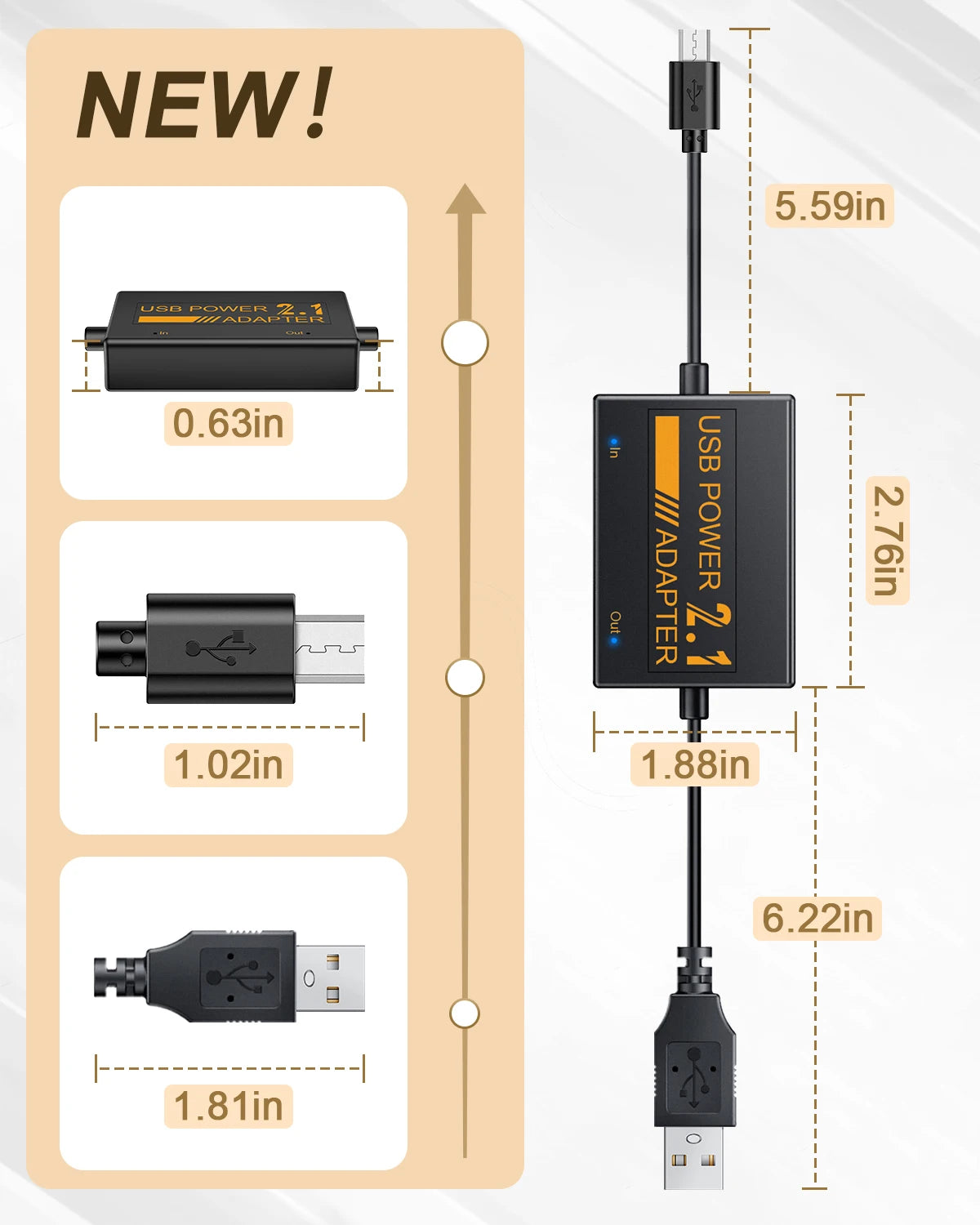 1800mAh Stabilized Supply USB Power Cable USB Power Cable for Amazon Fire TV Sticks Firestick Adapter Support 4K Video