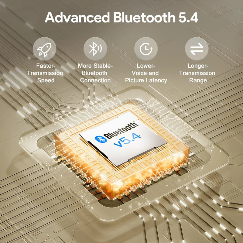 Hi-Res Audio Over Ear Headphones 43dB Hybrid Active Noise Cancellation Earphones Bluetooth 5.4 Foldable Headset 60Hrs