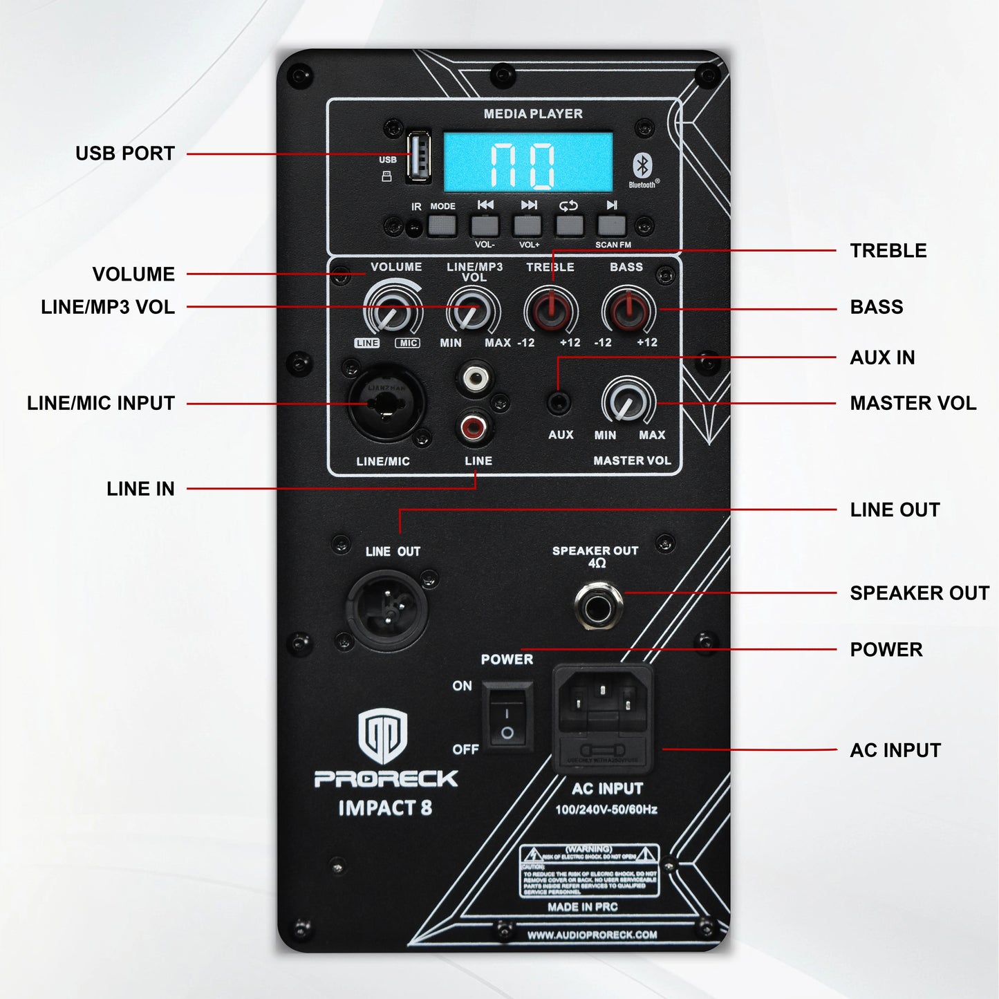 PRORECK 8" Portable PA System - 650W Peak Power Bluetooth Speaker with Microphone, Stands & Remote for Karaoke, DJ Parties