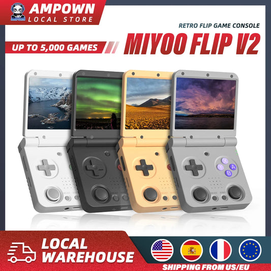 MIYOO Flip V2 Retro Handheld Game Console With Metal Hinge 3.5''IPS Screen Compact Portable Game Machine Dual analog sticks Gift