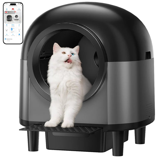 Automatic Cat Litter Box Self Cleaning,Smart Litter Box with Stairs, Safety Protection, 100L+10L APP-Control Cat Litter Boxes