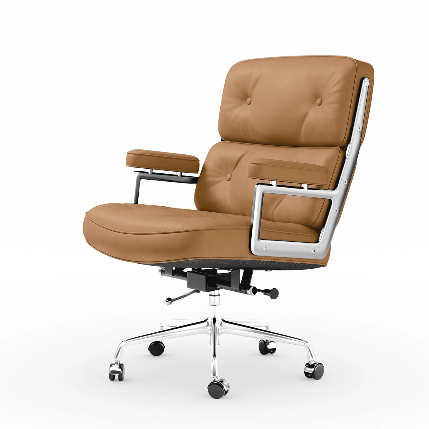 Adjustable Swivel Rolling Office Chairs Soft Pad Genuine Leather Chairs Mid Back Executive Desk Office Chair Computer Chairs