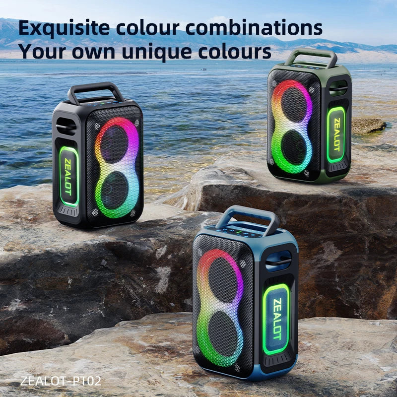 Zealot_PT02 Bluetooth Speaker,Ultra Portable, Up to 12H Playtime,IPX6 Waterproof and Dustproof,Powerful Sound for outdoor