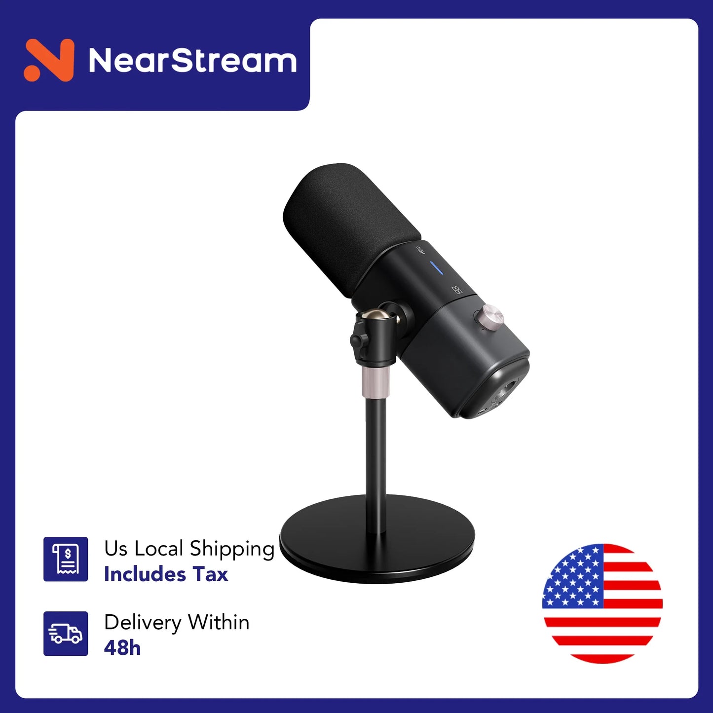 NearStream Professional Microphone Dynamic XLR USB Mic Desktop US Local Shipping Plug-and-Play for Gaming Studio Streaming