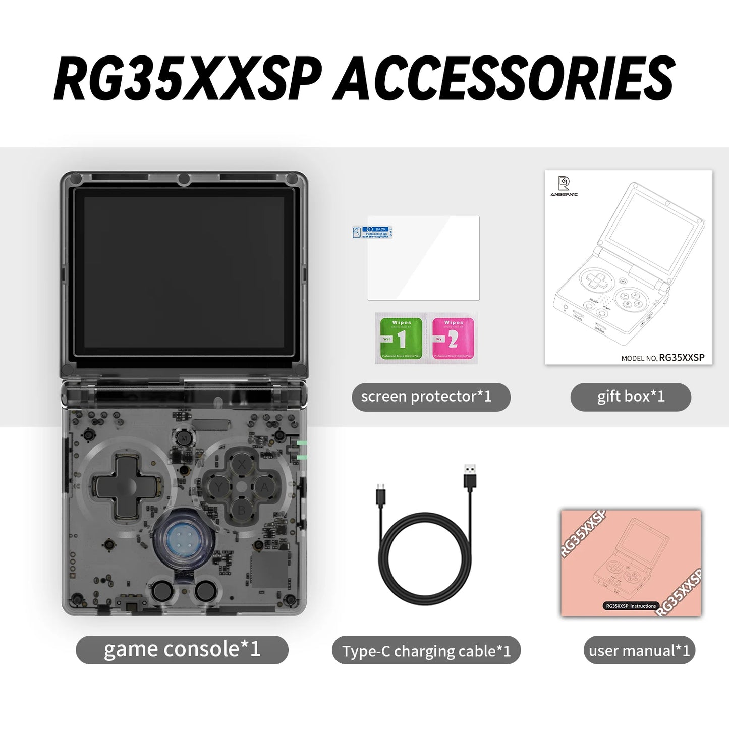 ANBERNIC RG35XXSP Retro Handheld Game Console 3.5-inch IPS Screen 3300mAh Battery Supports HDMI-TV Out and Bluetooth 4.2 5K Game