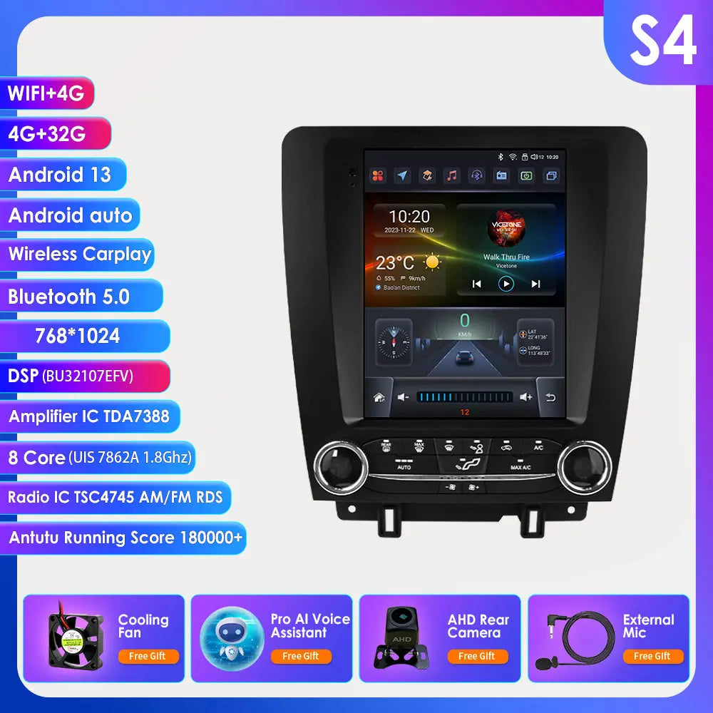 9.7"Carplay Android-auto Car radio GPS Stereo for FORD Mustang 2010-2014 multimedia Video player car intelligent systems 4G+wifi
