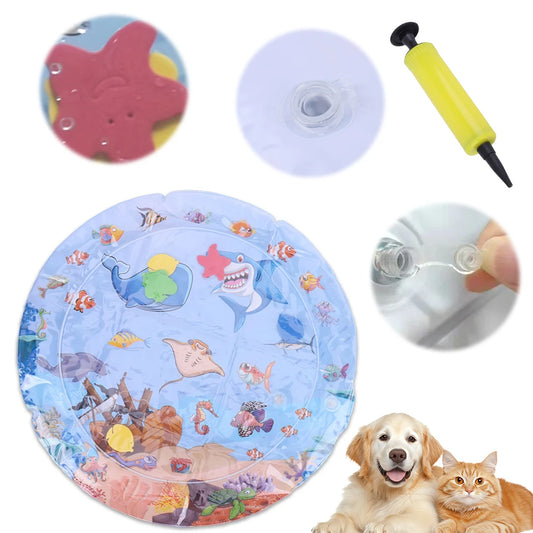 Pet Enrichment Cat Water Bed with Thick Aqua Play Mat and Kicker Toys for Bored Cats Suitable for Parties and Gifting