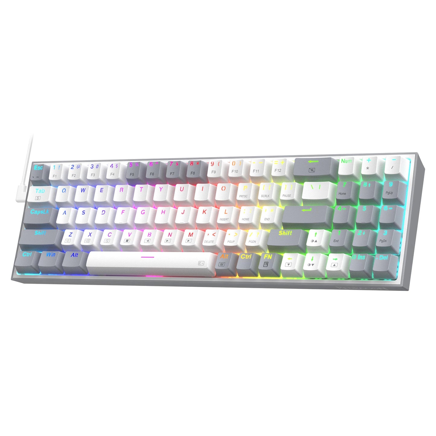 Redragon K628 75% Wired RGB Gaming Keyboard, 78 Keys Hot-Swappable Compact Mechanical Keyboard Hot-Swap Socket,  Red Switch
