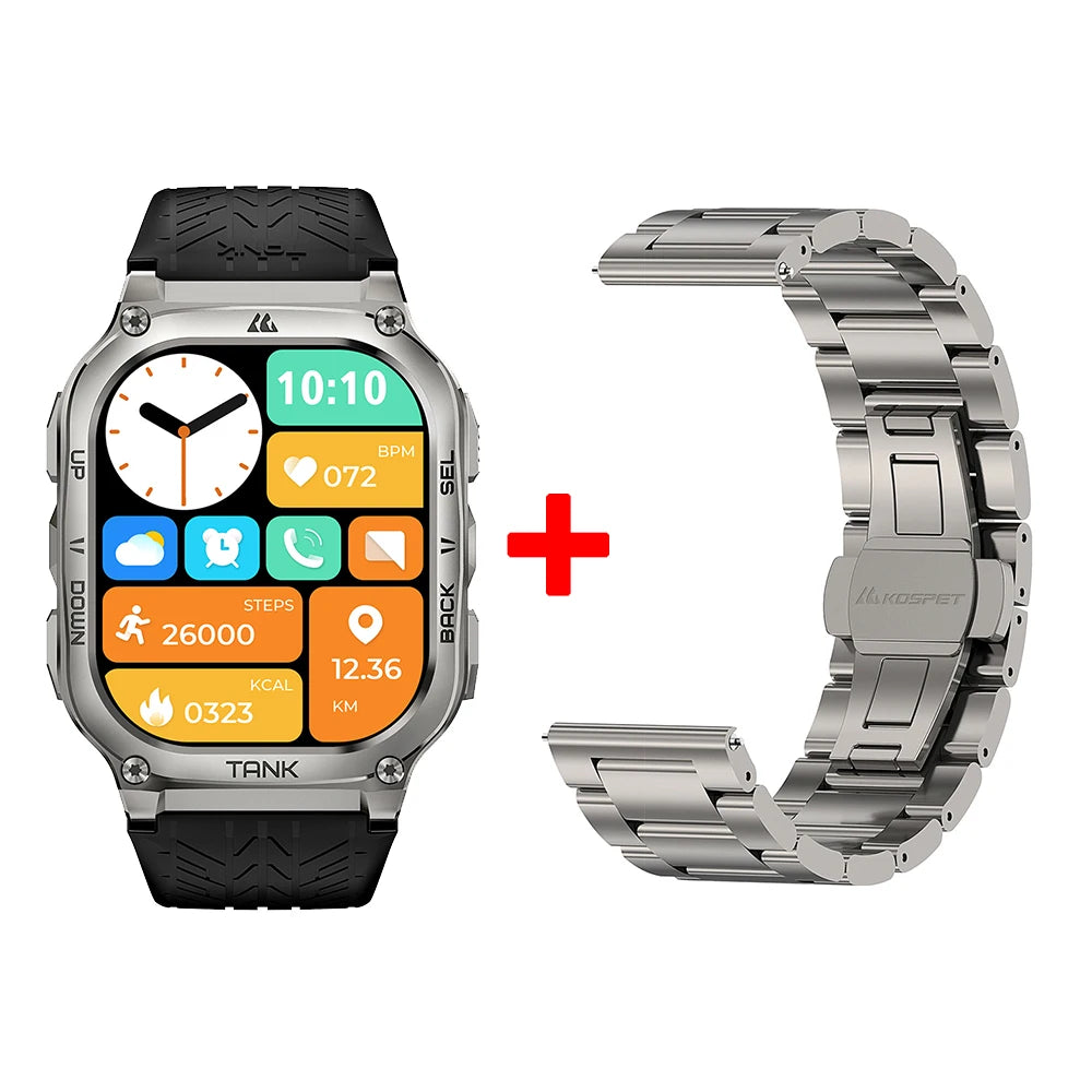 KOSPET TANK M3 Rugged Smart Watch For Men 480mAh 60Days Battery Military Grade AMOLED AOD Bluetooth Call IP69K 5ATM Waterproof