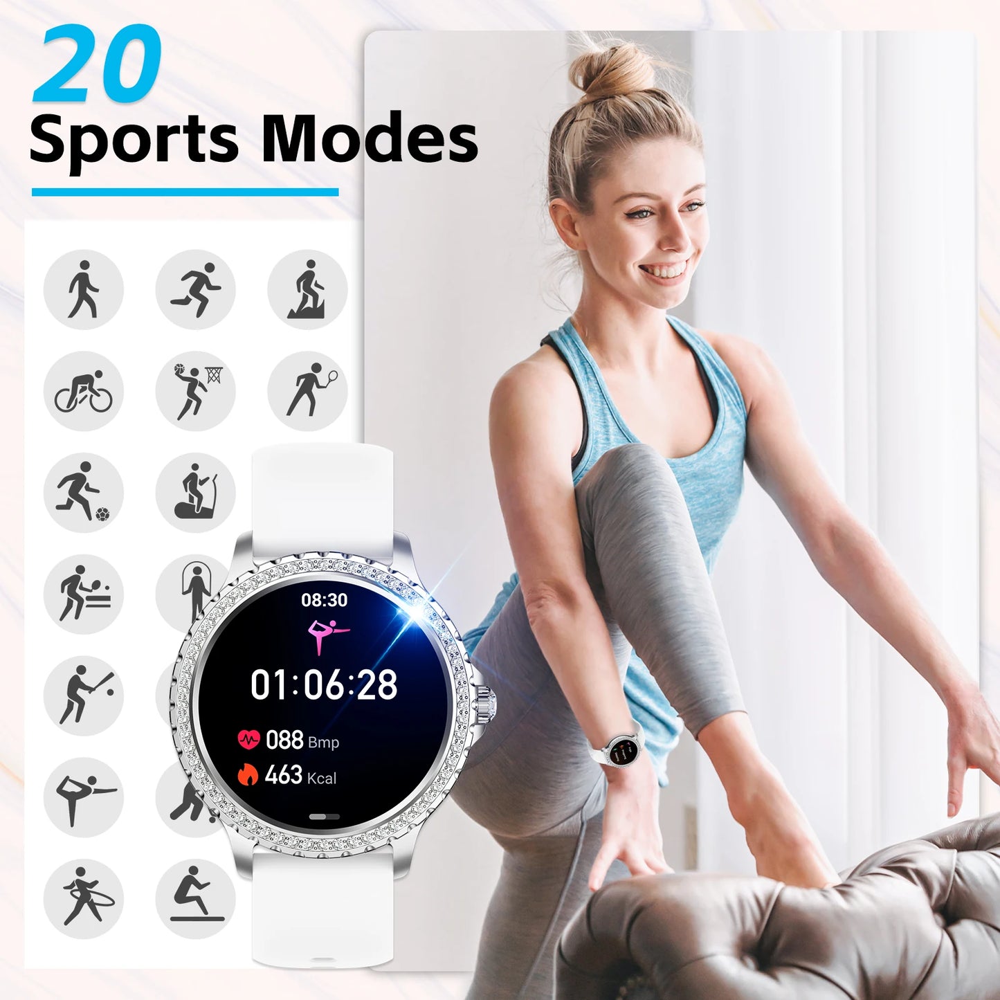 LaNikar Smart Watch for Women Smartwatch Fitness Tracker Watch with Heart Rate/Sleep Monitor/Pedometer for iPhone Android Phones