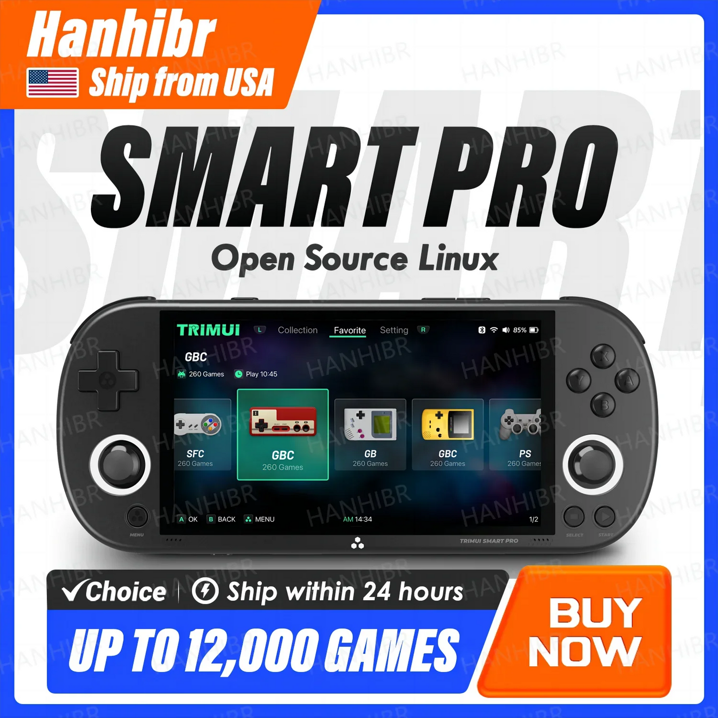 Handheld Game Console Trimui Smart Pro 4.96''IPS Screen Video Game Console Linux System Retro Video Game Consoles Birthday Gifts