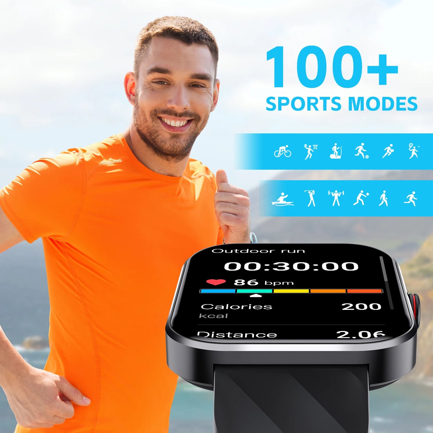 LaNikar Smart Watches 1.91”Fitness Tracker with Heart Rate Sleep Monitor Full Touch Screen Compatible with iPhone Android Phones