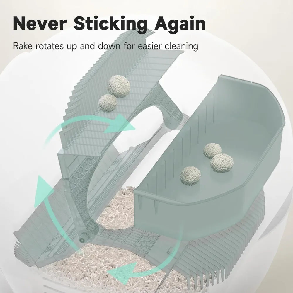 PET S2 Automatic Cat Litter Box Self Cleaning for Multi Cats, APP Control Smart Litter, Pearl White