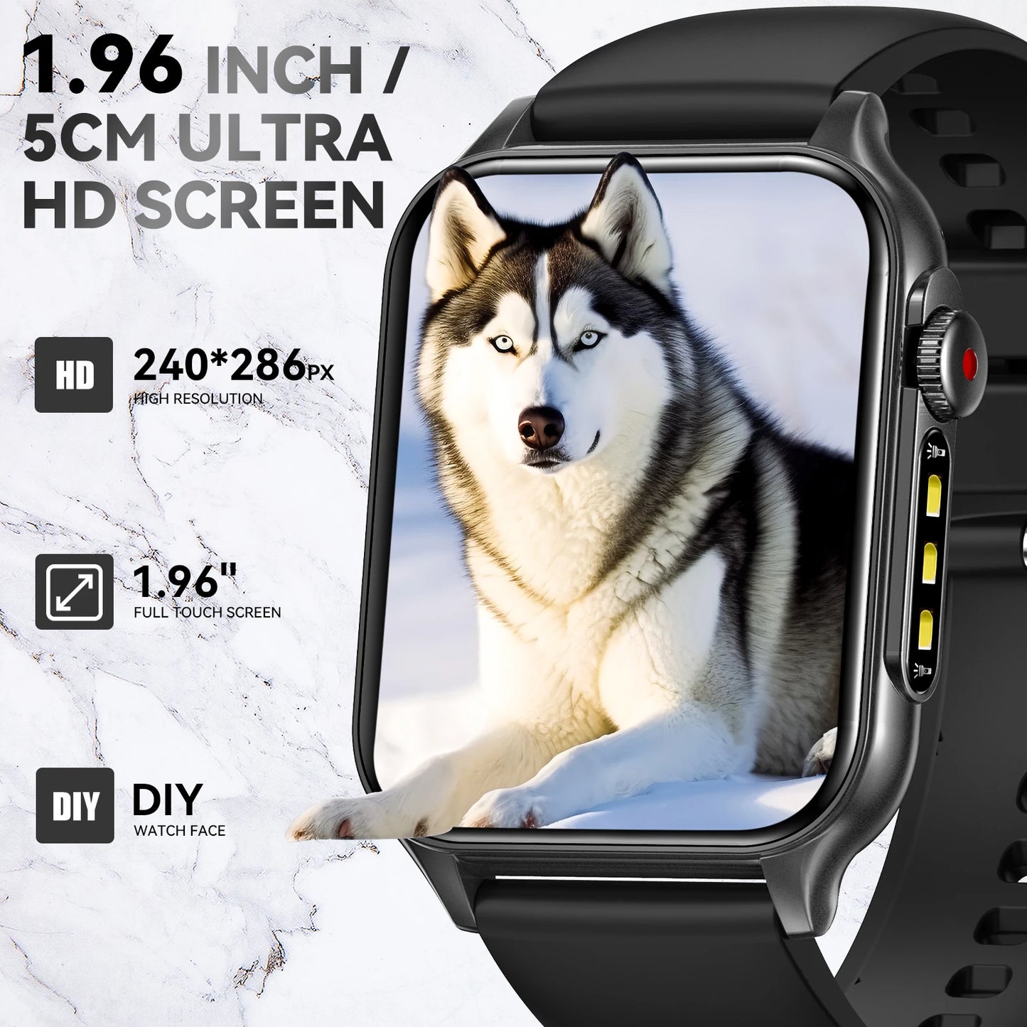 LaNikar New Smart Watch P6 Max 1.96" HD Large Screen Men And Women With LED Flashlight Bluetooth Call Fashion Sports Watches